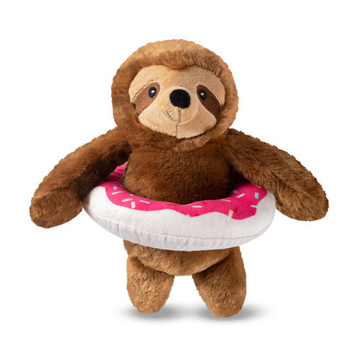 FRINGE STUDIO - Donut Worry It's Pool Time Sloth Plush Squeaker Toy