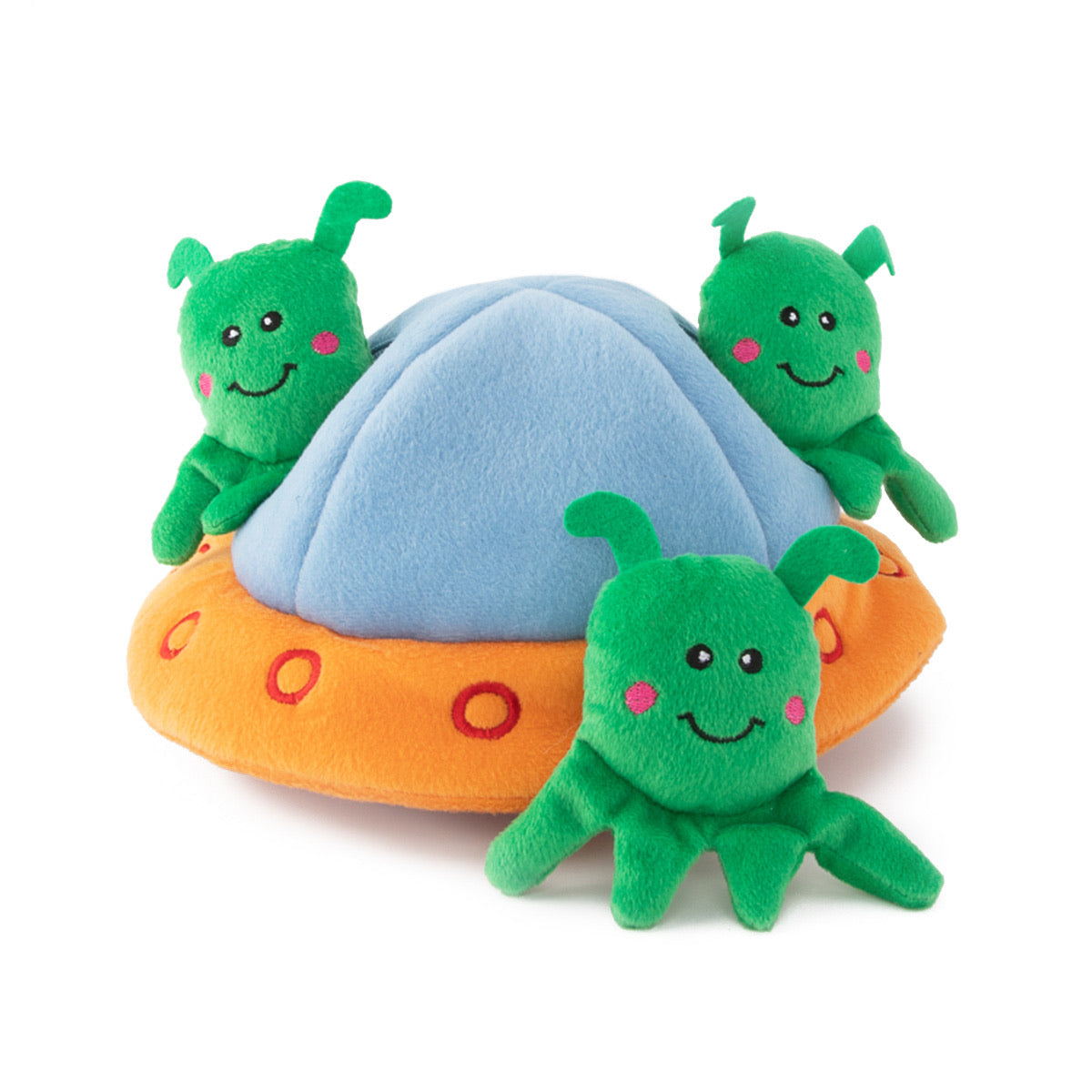 ZIPPY PAWS - Zippy Paws Zippy Burrow Squeaker Dog Toy - 3 Aliens in a UFO
