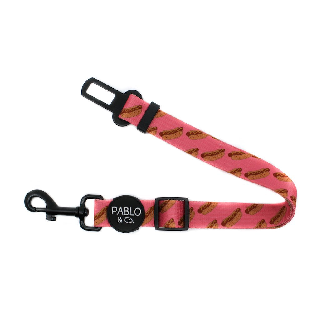PABLO & CO - Pink Hot Dogs Adjustable Dog Car Restraint