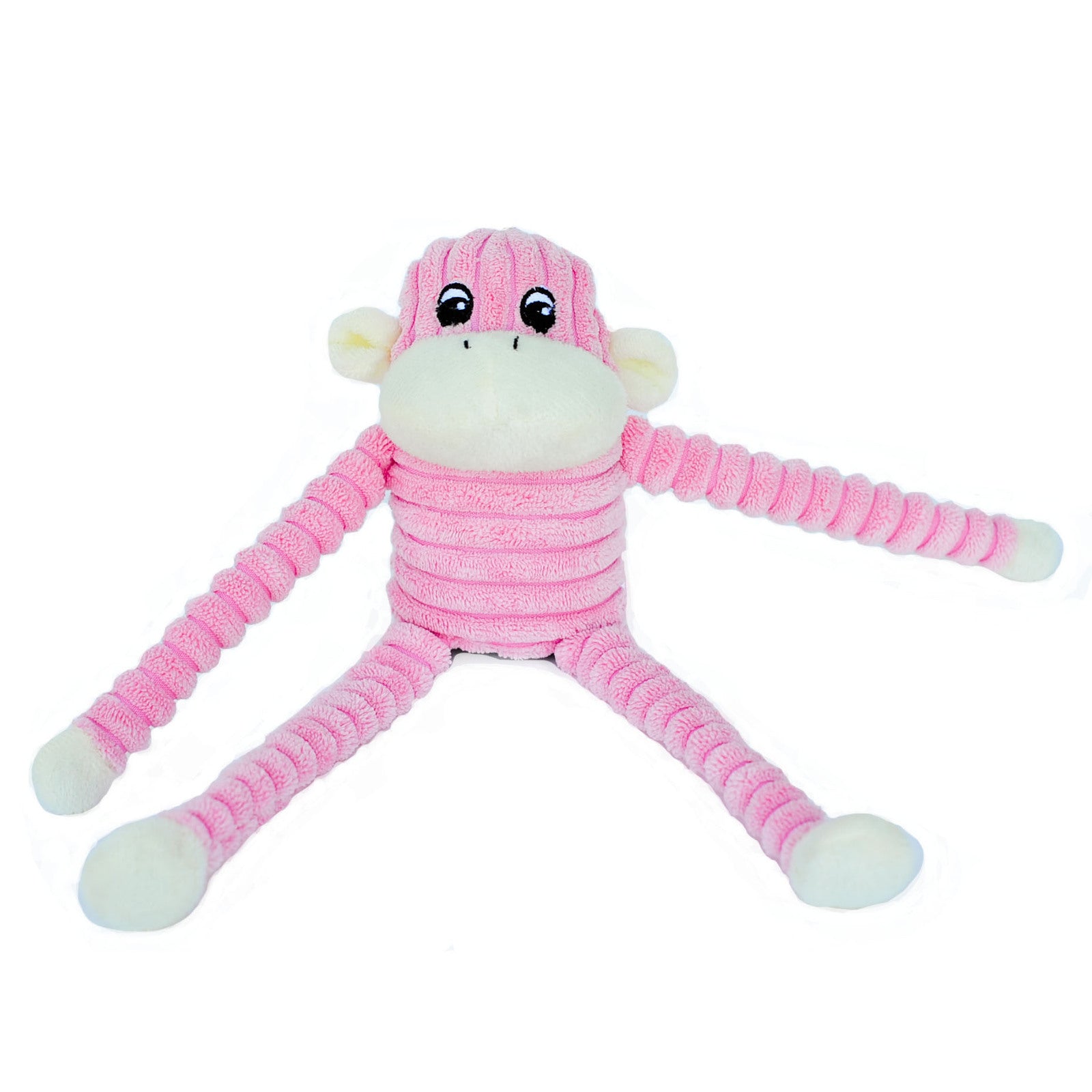 ZIPPY PAWS - Spencer the Crinkle Monkey Long Leg Plush Dog Toy Pink - Small