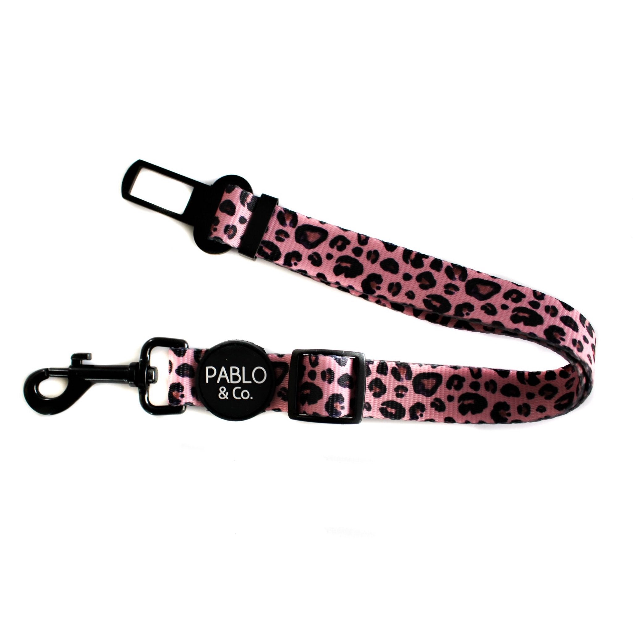 PABLO & CO - Pink Leopard Adjustable Dog Car Restraint
