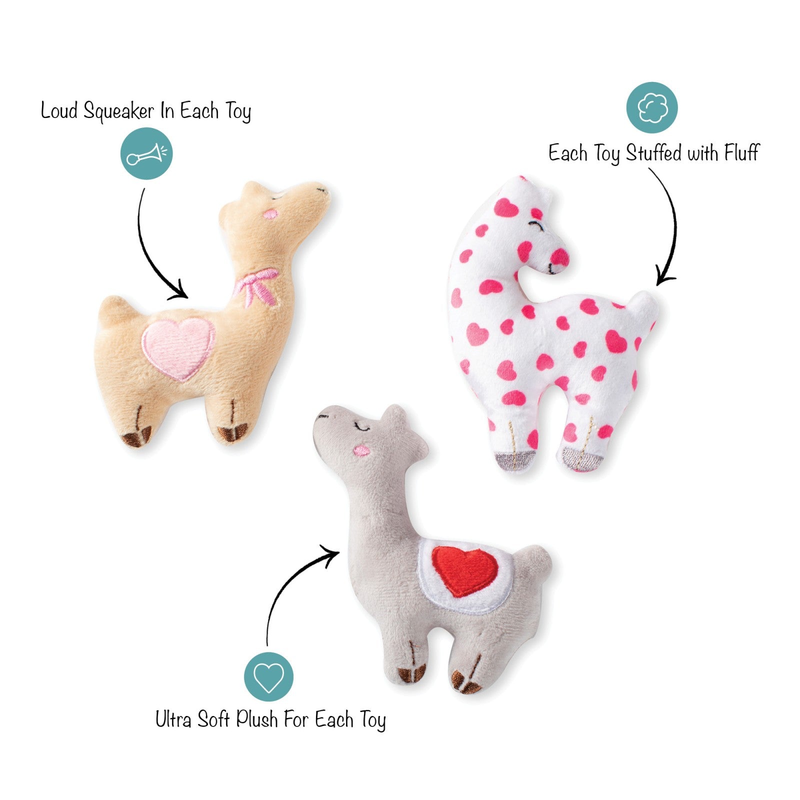 FRINGE STUDIO - Love Llamas 3-piece Small Dog Toy Set
