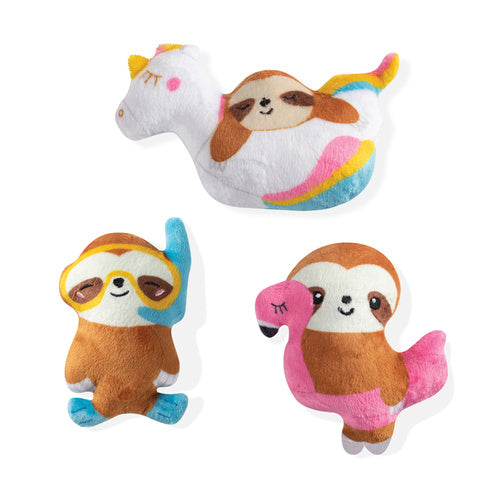 FRINGE STUDIO - Minis Summer Sloths 3-Piece Plush Dog Toy Set