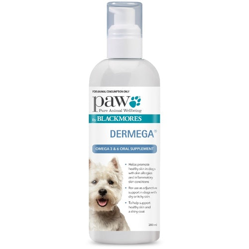 PAW BY BLACKMORES - Dermega Oral Supplement with Omega 3 & 6 for Cats & Dogs 200mL
