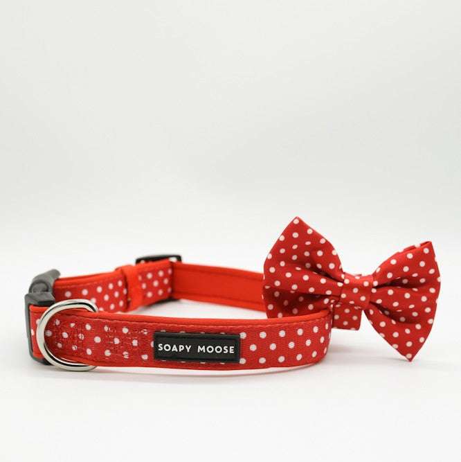 SOAPY MOOSE - Red & White Polka Dots Collar & Bow Tie