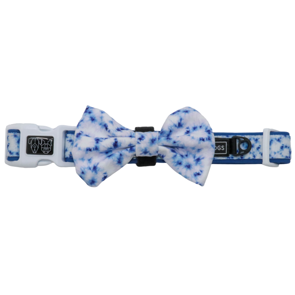 [LAST CHANCE] BIG & LITTLE DOGS - Tie Dye Blue Dog Collar & Bow Tie