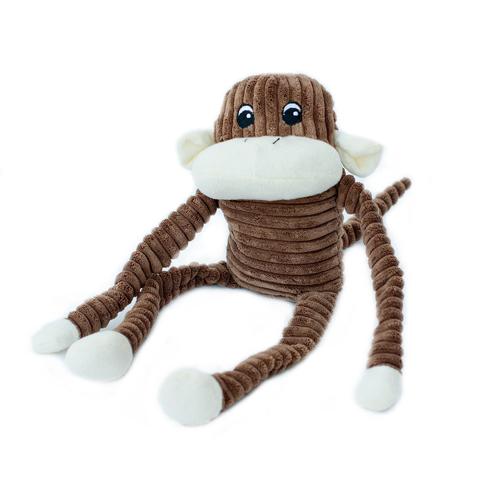 ZIPPY PAWS - Spencer the Crinkle Monkey Long Leg Plush Dog Toy Brown - X-Large