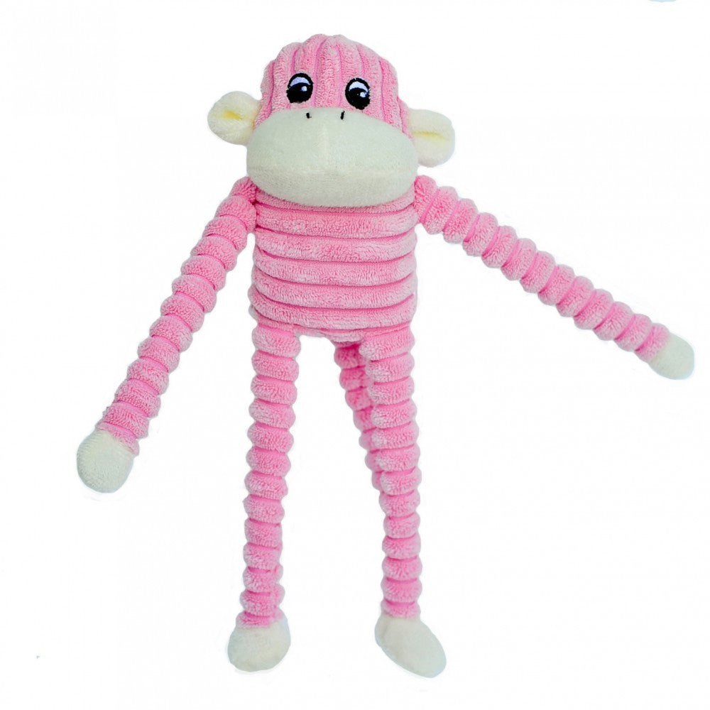 ZIPPY PAWS - Spencer the Crinkle Monkey Long Leg Plush Dog Toy Pink - Small