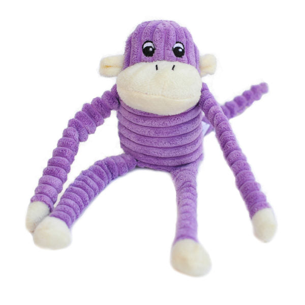 ZIPPY PAWS - Spencer the Crinkle Monkey Long Leg Plush Dog Toy Purple - Small